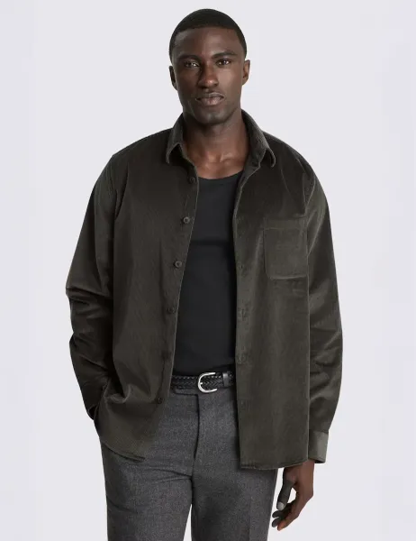 Moss Long Sleeve Corduroy Overshirt Green