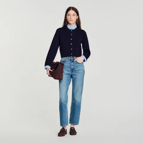Two-tone origami collar cardigan