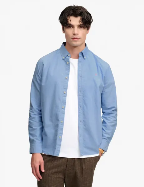 Superdry & Co Relaxed Fit Preppy Oxford Long Sleeve Shirt Light Blue