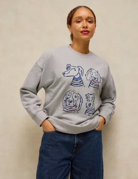White Stuff Cotton Rich Longline Sweatshirt Grey