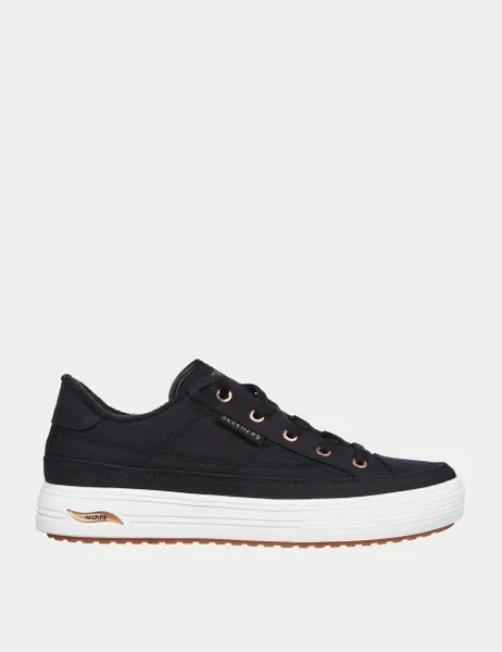 Skechers Arch Fit Arcade Meet Ya There Canvas Trainers Black