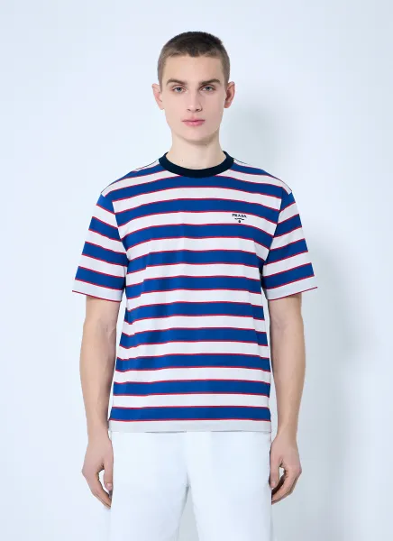 Logo Embroidery Striped T-Shirt