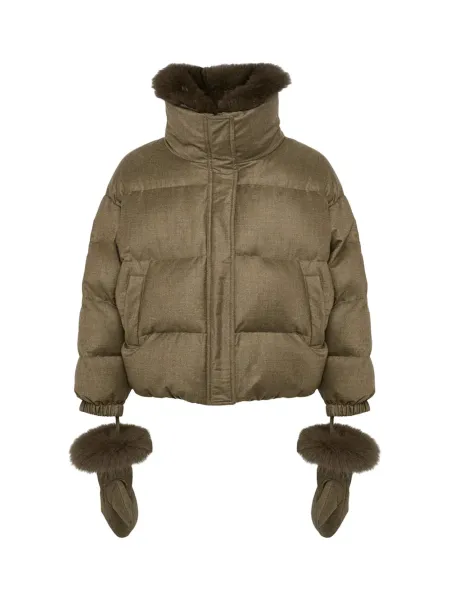 Short Loro Piana fabric down jacket Earth