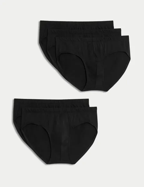 Marks & Spencer 5 Pack Pure Cotton Cool & Fresh Briefs Black