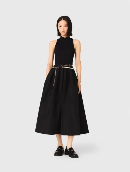 Mixed-material taffeta dress