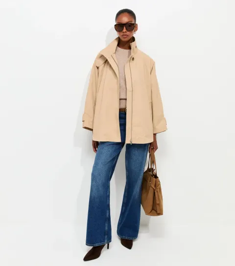 Women's Stone Funnel Neck Raglan Sleeve Jacket