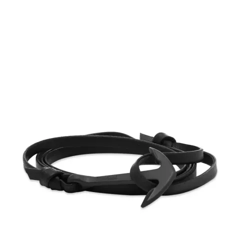 Black Anchor Leather Bracelet