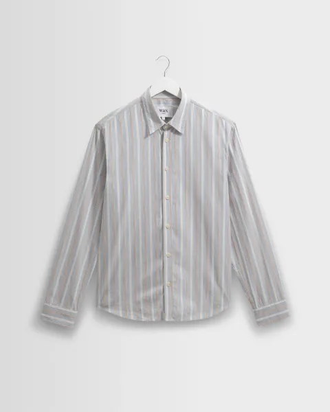 Shelly - Light Blue Dobby Stripe Cotton Shirt