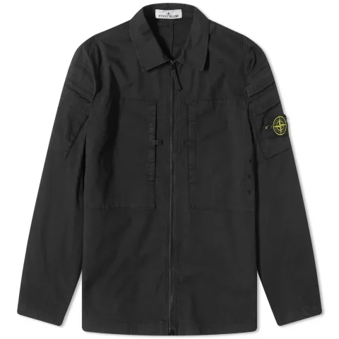 Garment Dyed Pocket Detail Zip Overshirt