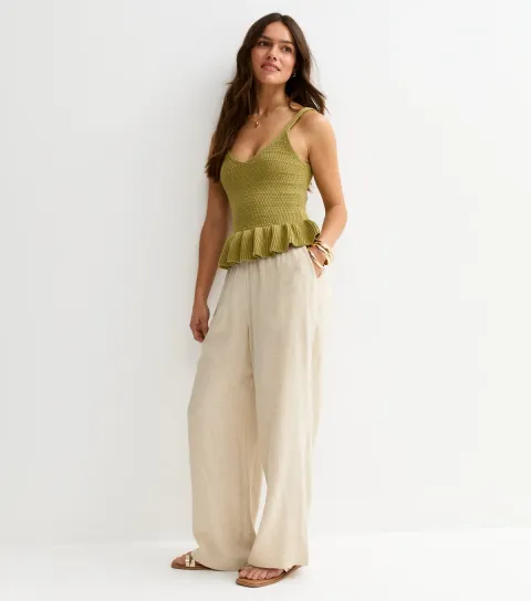 Women's Petite Stone Wide Leg Trousers