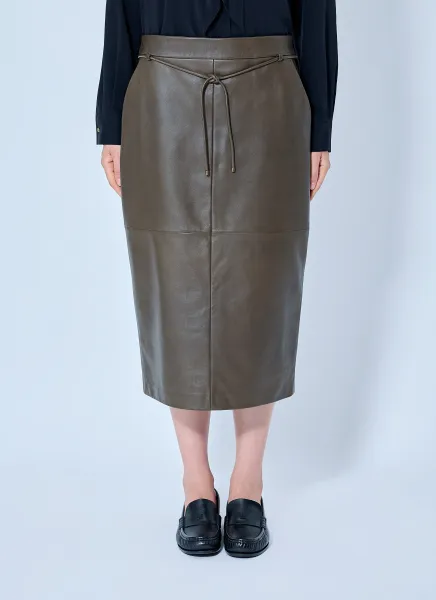 Max Mara Leather Midi Skirt