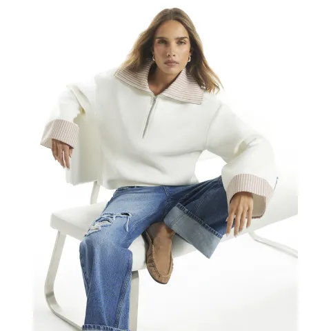 River Island Stripe Half Zip Top