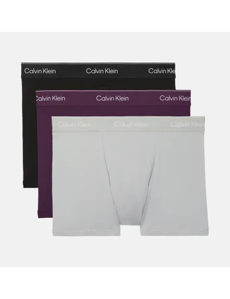 Calvin Klein 3 Pack Icon Cotton Stretch Relaxed Trunks Purple Mix