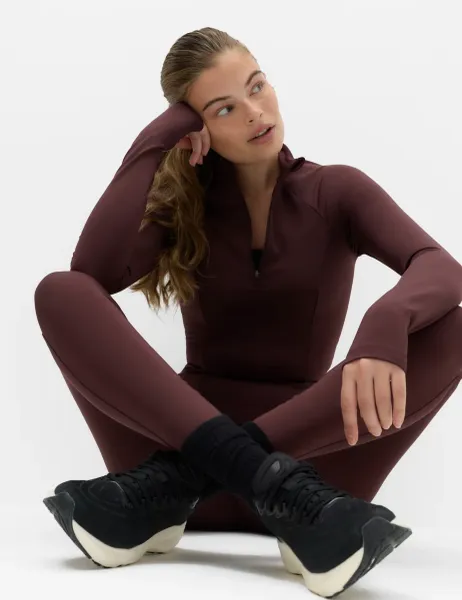 Goodmove Essential Half Zip Fitted Running Top Mulberry