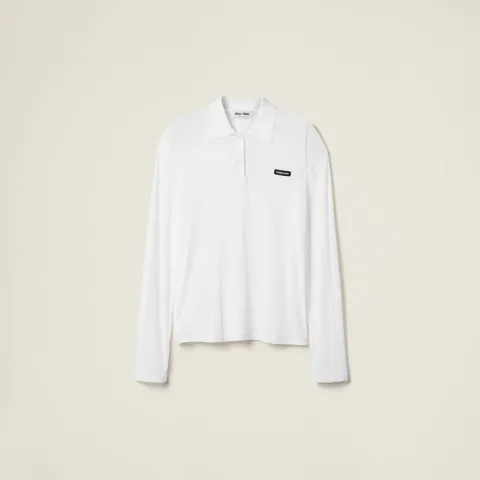 Ribbed jersey polo shirt