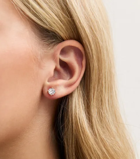 New Look Gold Tone Diamante Encrusted Square Neck Stud Earrings