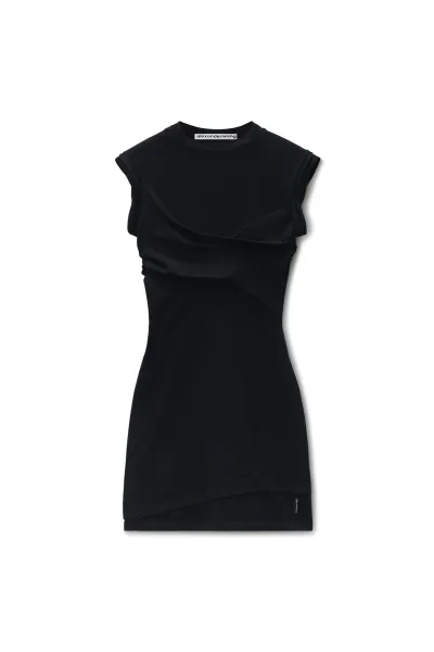 SLEEVELESS LAYERED TWISTED BUST MINI DRESS