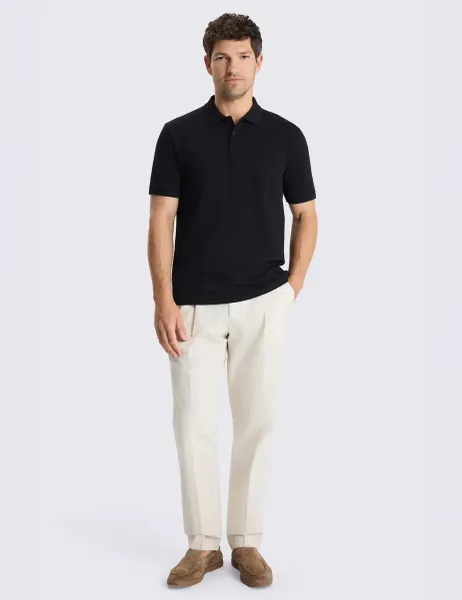Moss Cotton Rich Piqué Polo Shirt Black