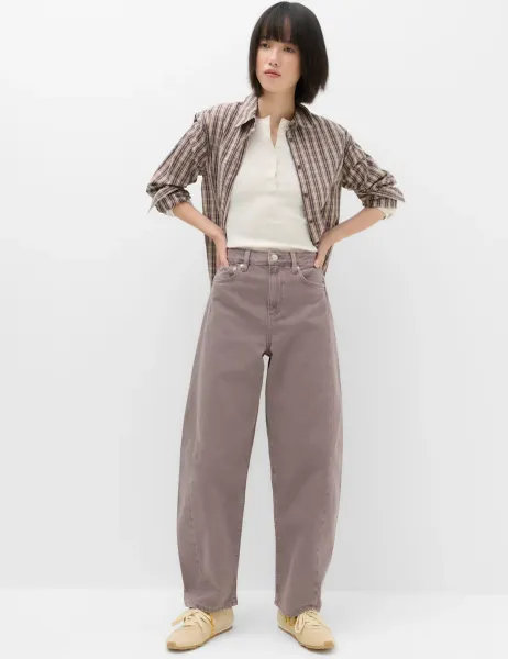 Marks & Spencer Mid Rise Barrel Jeans Light Heather