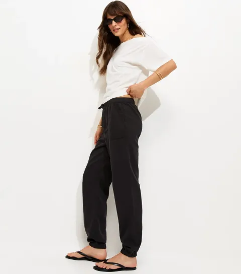 Women's Tall Black Cotton Cuffed Twill Cargo Trousers
