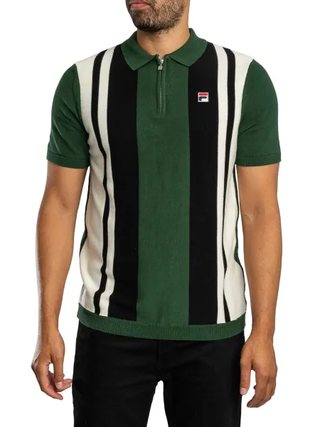Lazar Knitted Colour Block Zip Polo Shirt