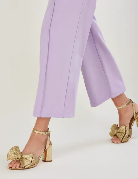 Monsoon Metallic Bow Block Heel Sandals Gold