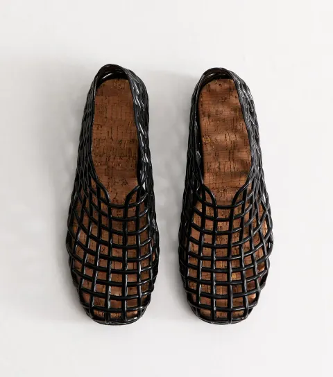 Women's Truffle Black Jelly Lattice High Top Ballet Pumps