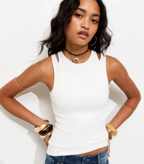 Women's White Layered Racerback Vest