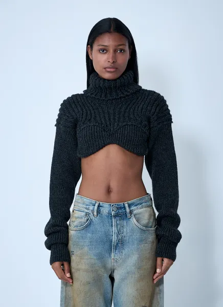 Cropped High Neck Sweater