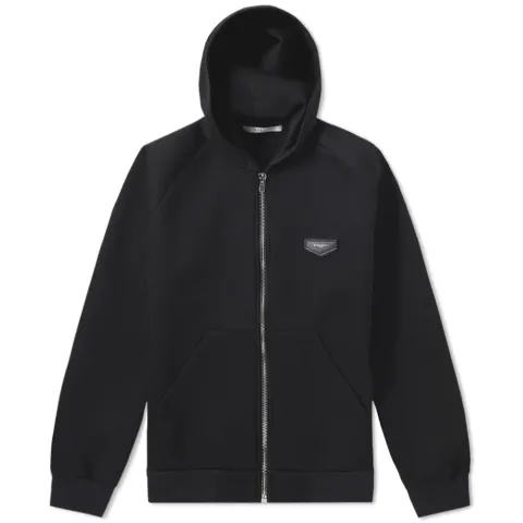 Cuban Leather Patch Zip Hoody
