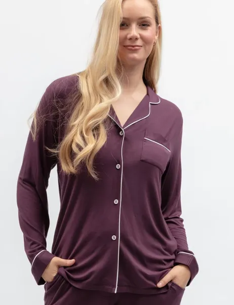Cyberjammies Modal Rich Revere Pyjama Top Plum