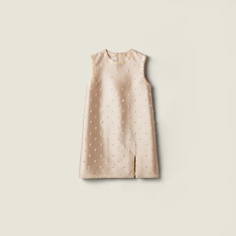 Embroidered silk and wool mini-dress