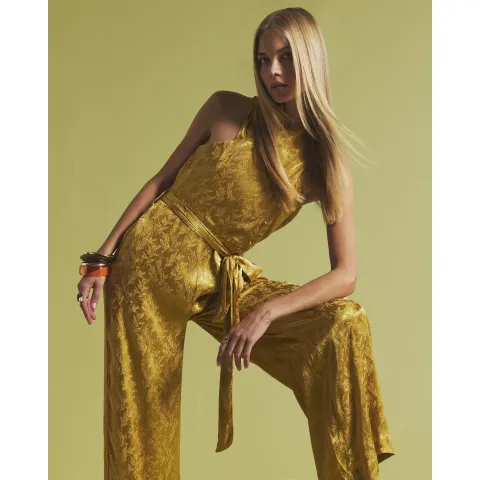 River Island Satin Jacquard Wrap Jumpsuit