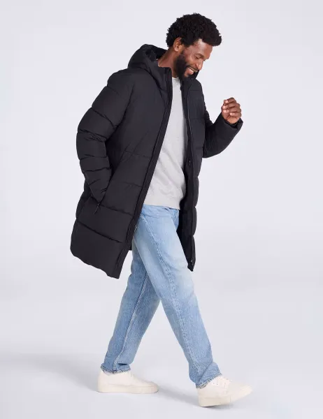 Water Resistant Padded Hooded Jacket Black/Black