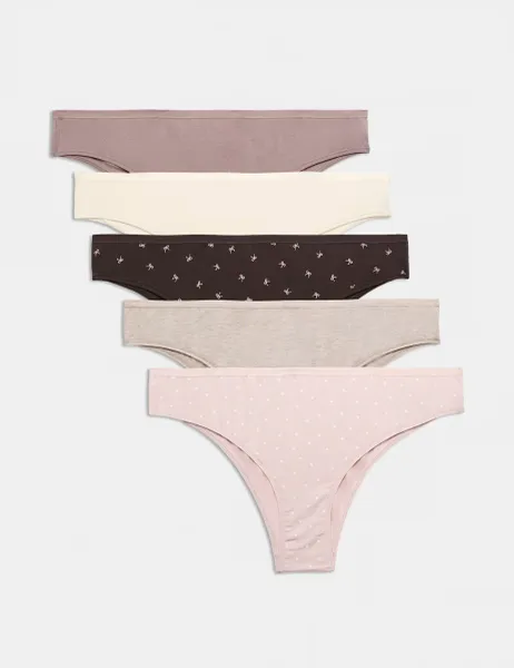 Marks & Spencer 5pk Cotton Modal Brazilian Knickers Dark Brown