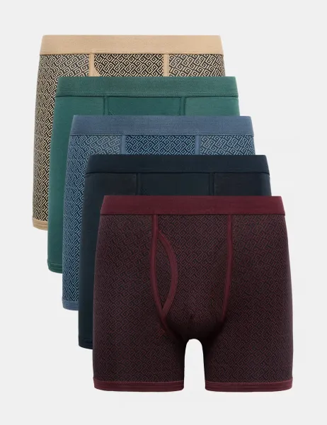Marks & Spencer 5pk Cotton Stretch Geometric Trunks Multi