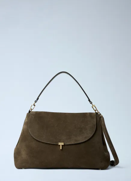 T-Lock Suede Satchel Bag