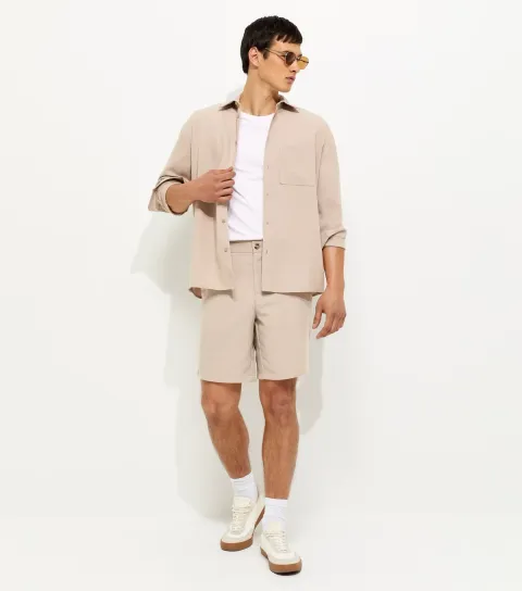 Men's Stone Regular Linen Look Shorts