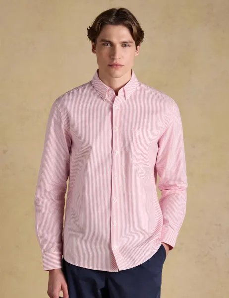 Joules Regular Fit Pure Cotton Striped Oxford Shirt Pink Mix