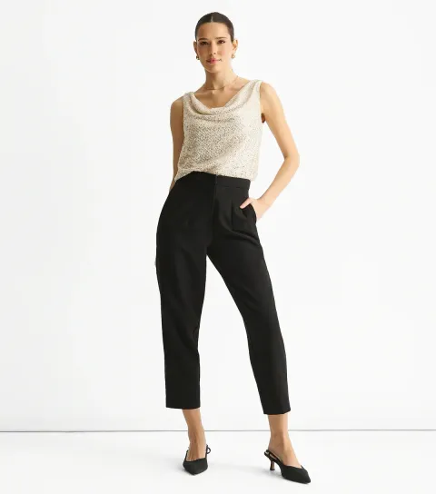 Women's Gold Cowl Neck Sequin Top