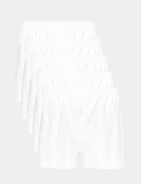 Marks & Spencer 5 Pack Pure Cotton Woven Boxers White