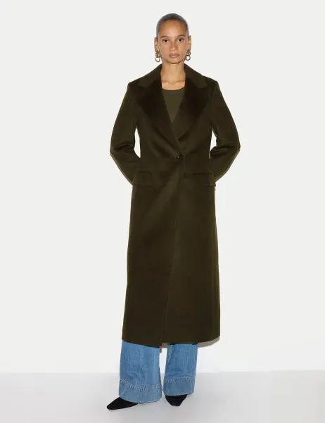 Jigsaw Pure Wool Collared Longline Duster Coat Khaki