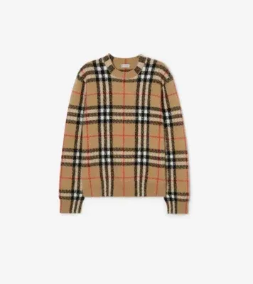 Check Cashmere Sweater in Sand beige