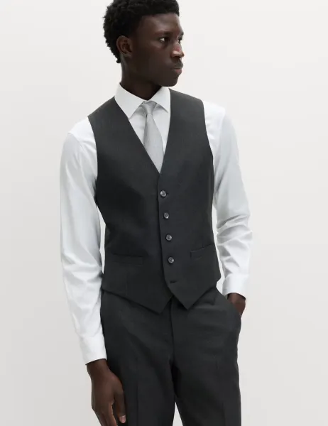 Marks & Spencer Regular Fit Machine Washable Waistcoat Charcoal