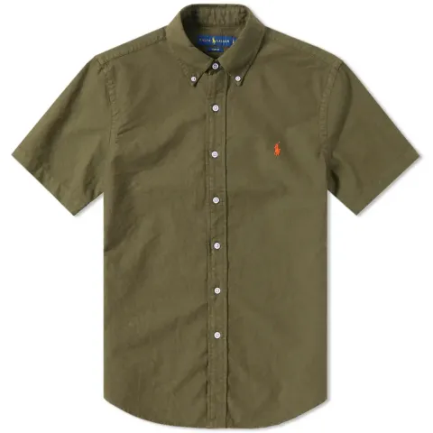 Short Sleeve Garment Dyed Oxford Shirt