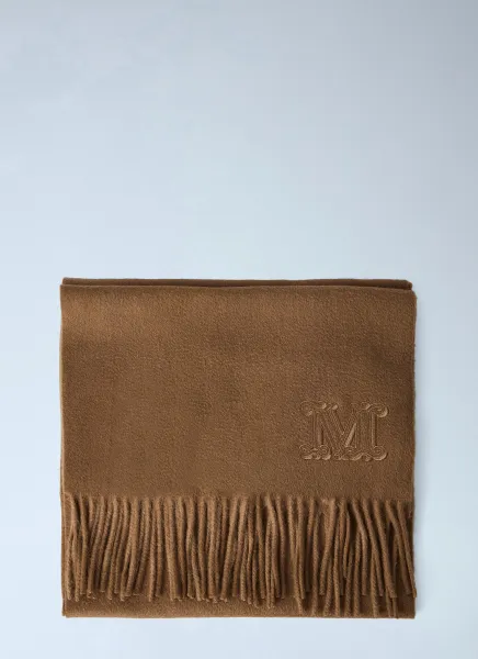 Embroidered Fringe Wool Scarf