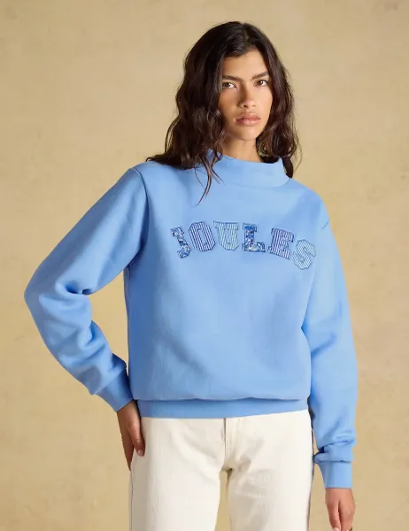 Joules Cotton Rich Slogan Sweatshirt Blue Mix