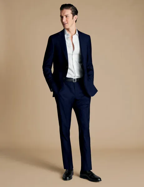 Charles Tyrwhitt Slim Fit Wool Rich Suit Trousers Dark Navy