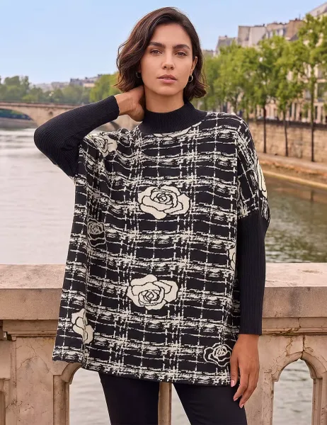 Roman Checked Relaxed Jumper Black