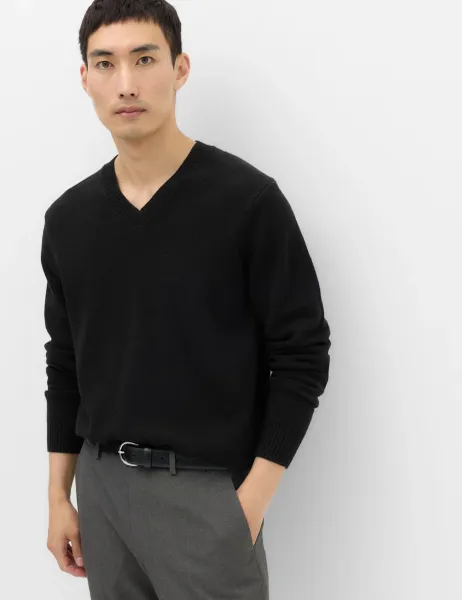 Marks & Spencer Pure Lambswool V-Neck Jumper Black